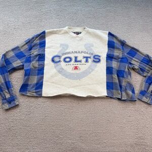 Vintage 90s Indianapolis Colts Reworked Flannel Cropped Sweatshirt Galt Sand 3XL